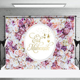 Lofaris Romantic White Purple Floral Eid Mubarak Backdrop
